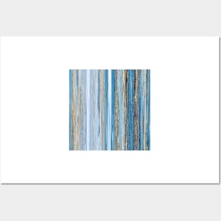 pastel blue turquoise white gold abstract striped pattern Posters and Art